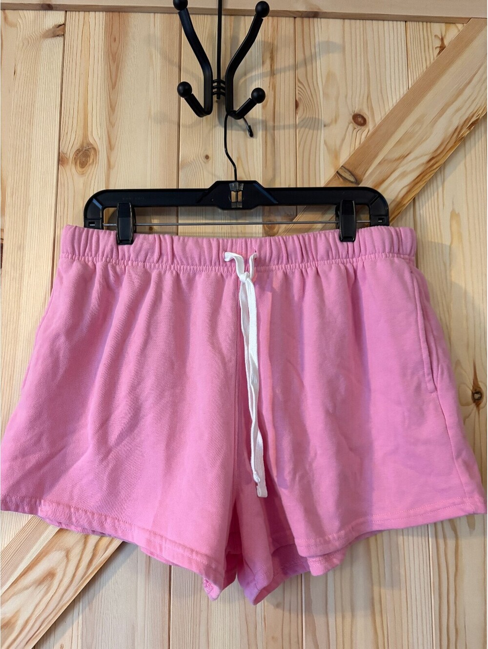 State of Mine Pink Cotton Blend Drawstring Shorts Medium